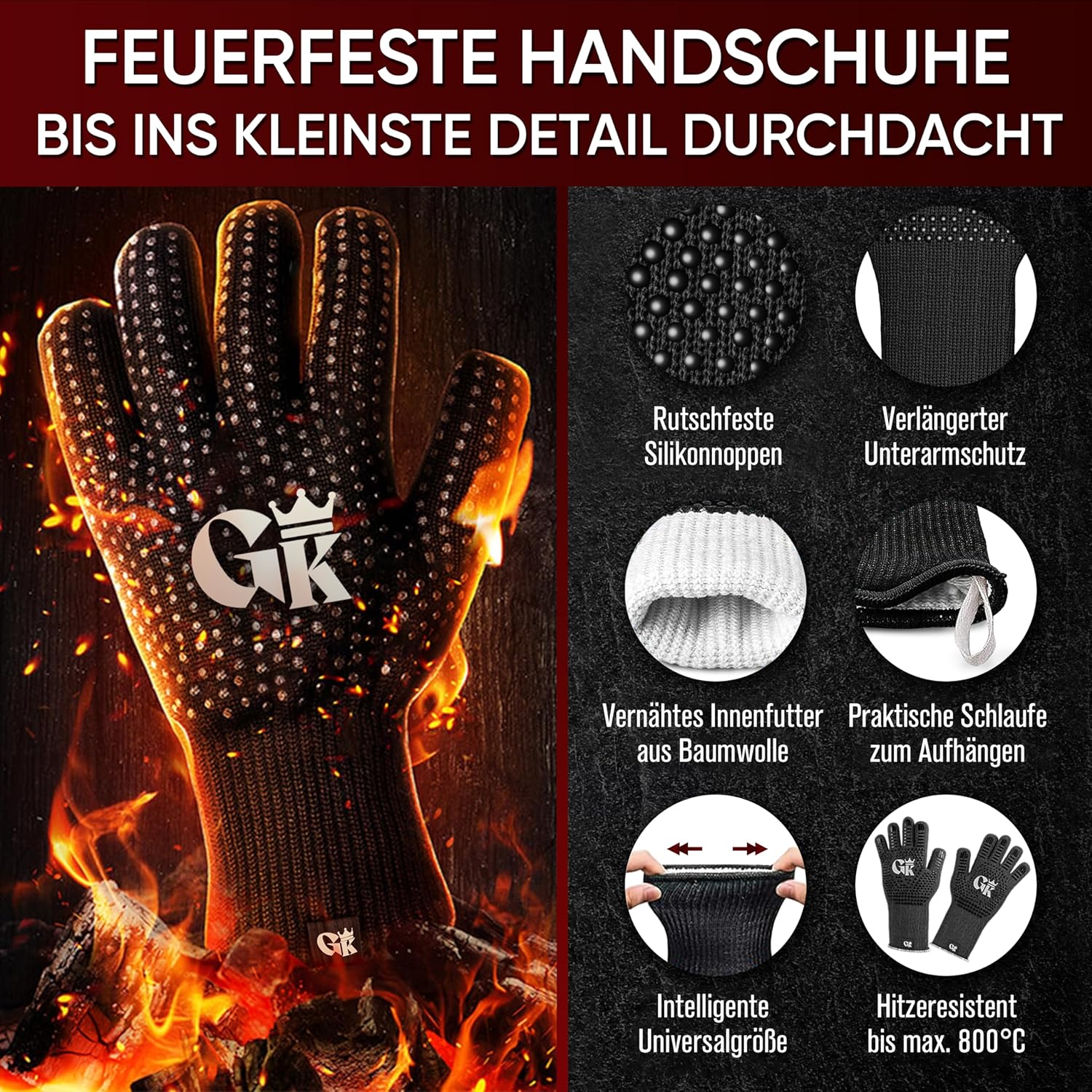 GUSSKÖNIG Gusseisen Wok Pfanne - 36 cm robuste Wokpfanne inklusive Edelstahl Ringreiniger & Grillhandschuhe von GUSSKÖNIG