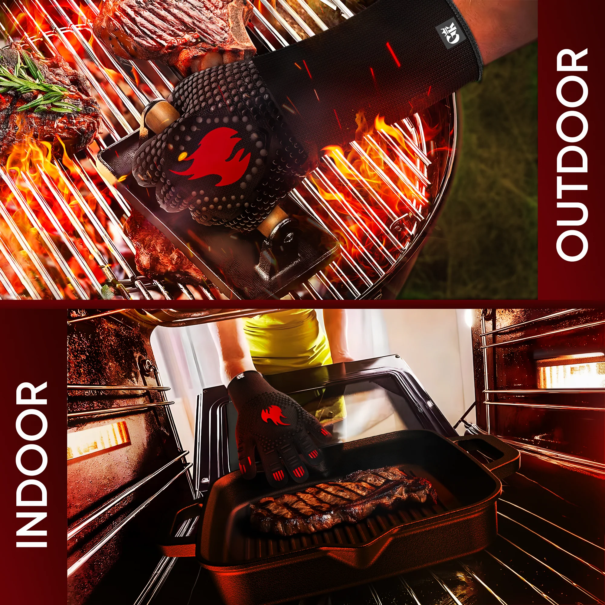 GUSSKÖNIG Größe M Grillhandschuhe hitzebeständig bis 800°C von GUSSKÖNIG