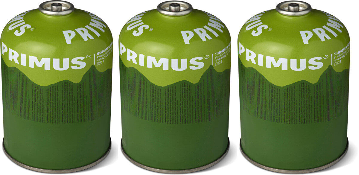 3x PRIMUS Summer Gas Ventilgaskartusche mit selbstschließendem Ventil - 450g (PGS450)