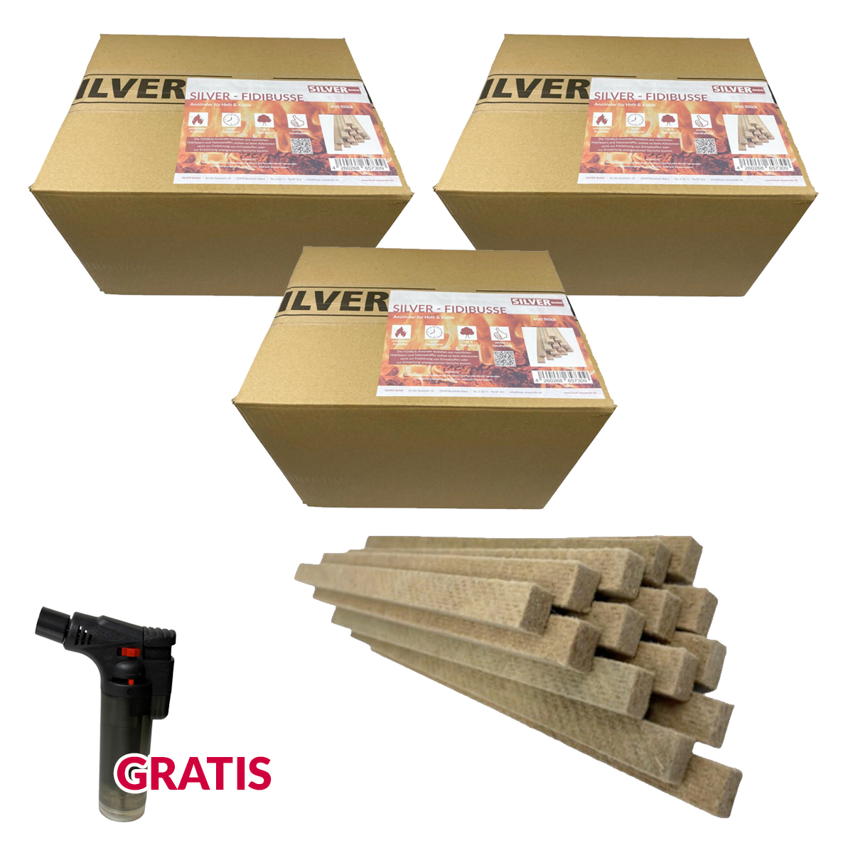 1200 SILVER FIDIBUSSE® Anzünder | Kaminanzünder | Ofenanzünder | Grillanzünder