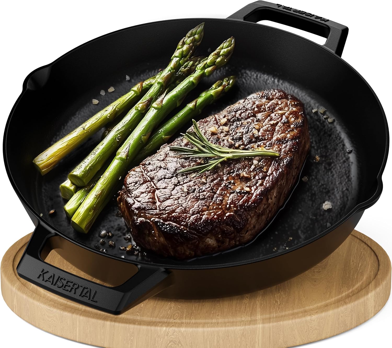KAISERTAL Emaillierte Gusseisen Bratpfanne 31 cm Eingebrannt - Doppelgriff von KAISERTAL