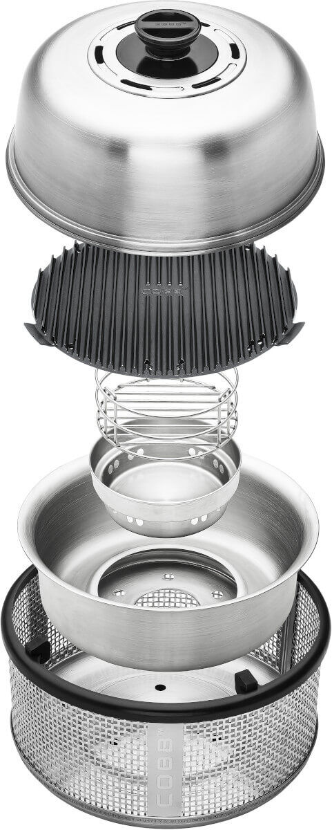 Cobb Premier AIR DELUXE Grill inkl. Air Deckel & Griddle & Bratenrost & Pfanne & Cobble Stone