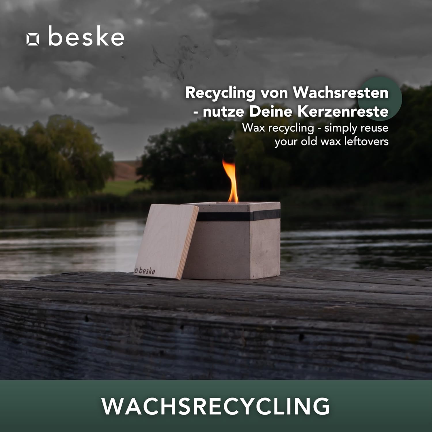 BESKE Betonfeuer Kea Outdoor 13x13x13cm inkl. Löschbrett - HANDARBEIT Made in Germany von Beske-Manufaktur BESKE Betonfeuer Kea Outdoor 13x13x13cm inkl. Löschbrett - HANDARBEIT Made in Germany von Beske-Manufaktur