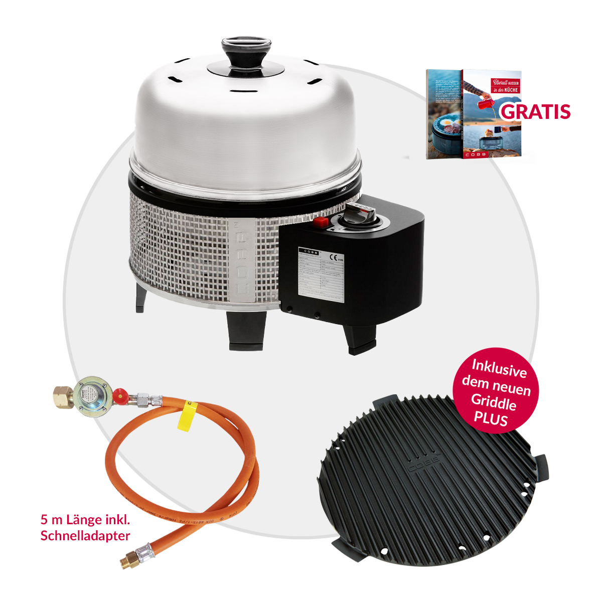 COBB Gas DELUXE 2.0 Grill Multifunktionsküche inkl. Adapter 5m für 5kg - 11kg Flasche