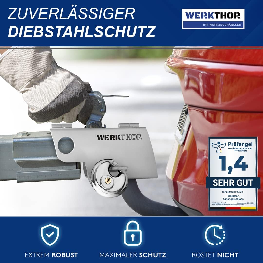WERKTHOR Anhängerschloss | Kastenschloss | Diebstahlschutz | Silber mit Schlüssel Schloß von WERKTHOR WERKTHOR Anhängerschloss | Kastenschloss | Diebstahlschutz | Silber mit Schlüssel Schloß von WERKTHOR
