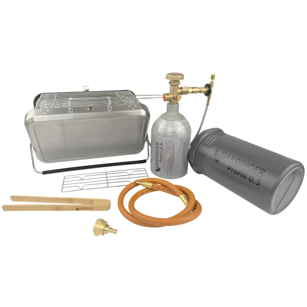 BBQ 42 kleinster Koffergasgrill + Profill Set Propanflasche 0,5kg im SET von HUW24 BBQ 42 kleinster Koffergasgrill + Profill Set Propanflasche 0,5kg im SET von HUW24