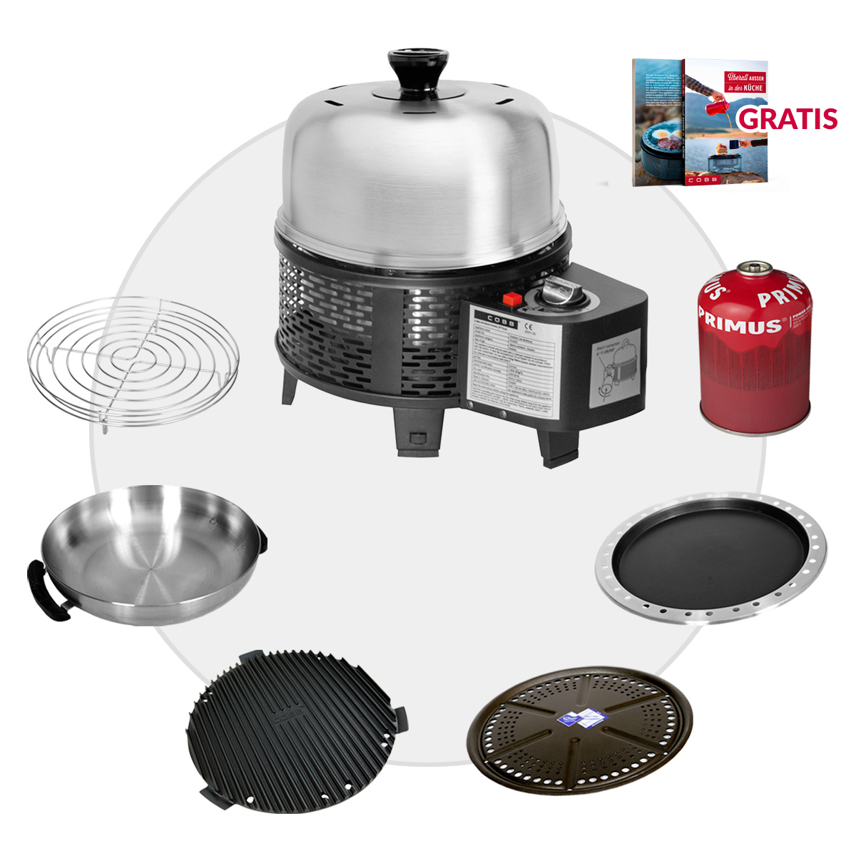 COBB Gas Grill PRO BLACK inkl. Grillplatte ~ 7-teilig | Multifunktionsküche | SET 5