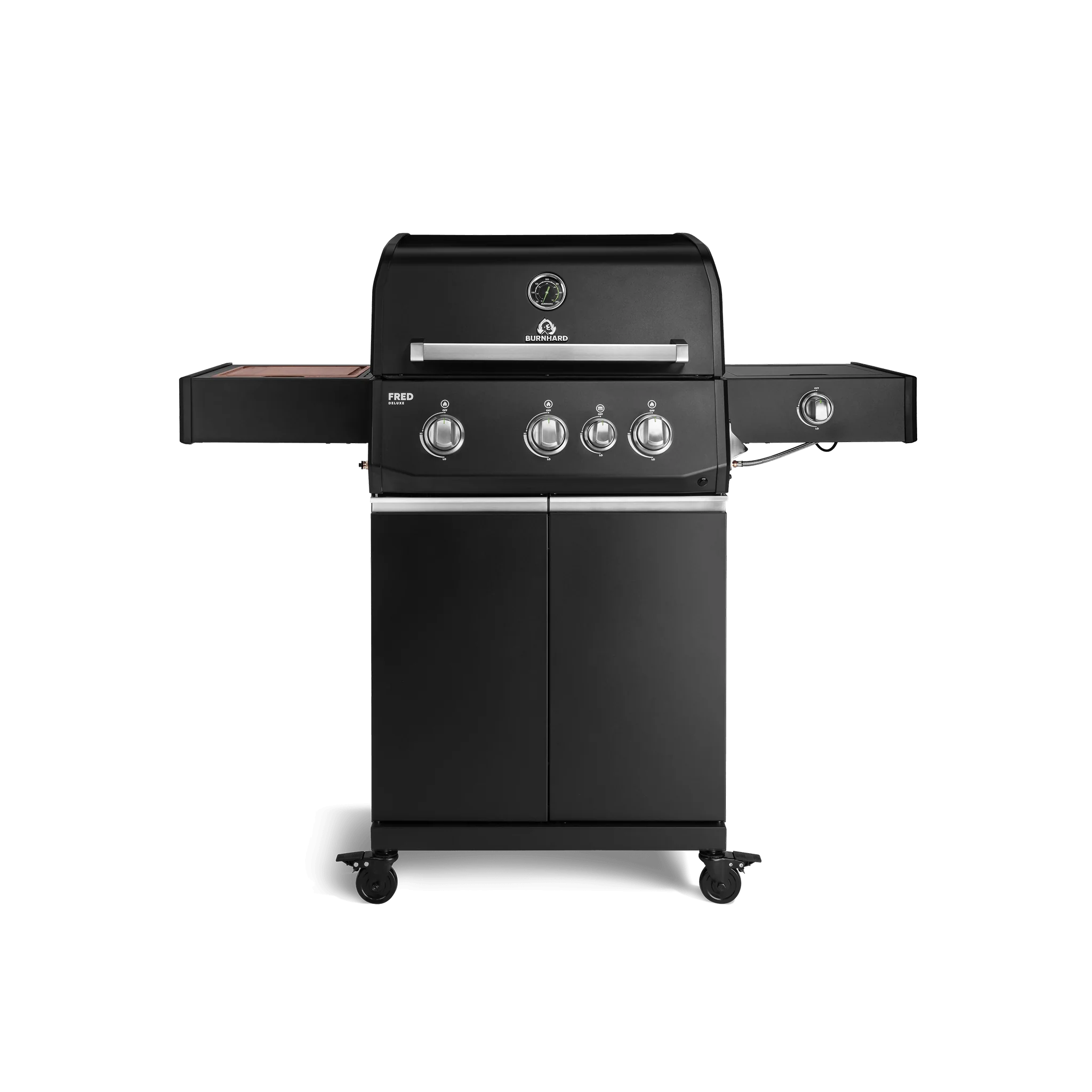 BURNHARD FRED Deluxe Gasgrill 3 Brenner Series 4 Black Edition mit Gusseisenrost Maximale BBQ Power vielseitig modern von BURNHARD