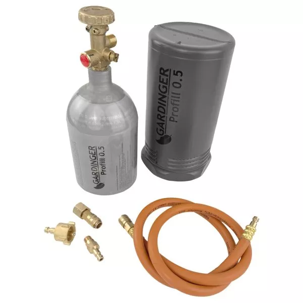 BBQ 42 kleinster Koffergasgrill + Profill Set Propanflasche 0,5kg im SET von HUW24