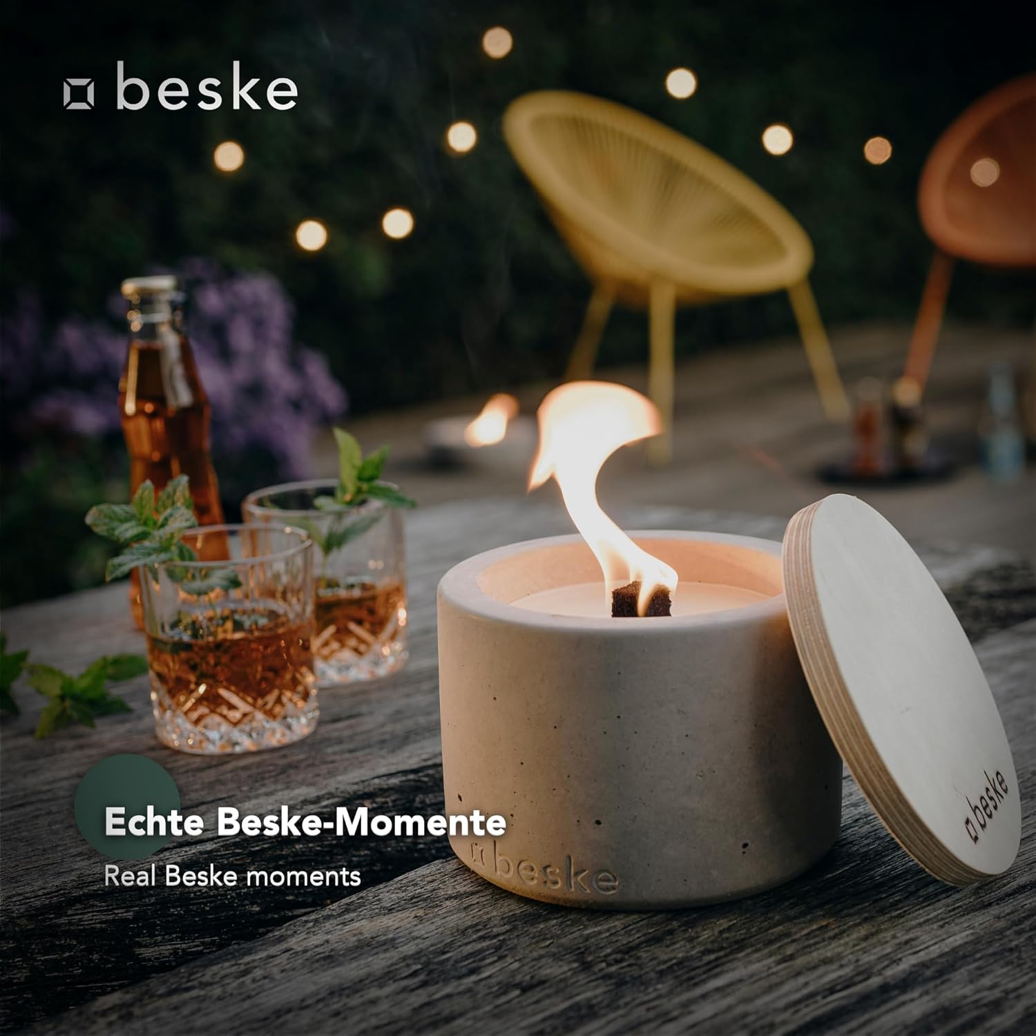BESKE Betonfeuer Solo Ø 14cm - gerade inkl. Löschbrett - HANDARBEIT Made in Germany von Beske-Manufaktur