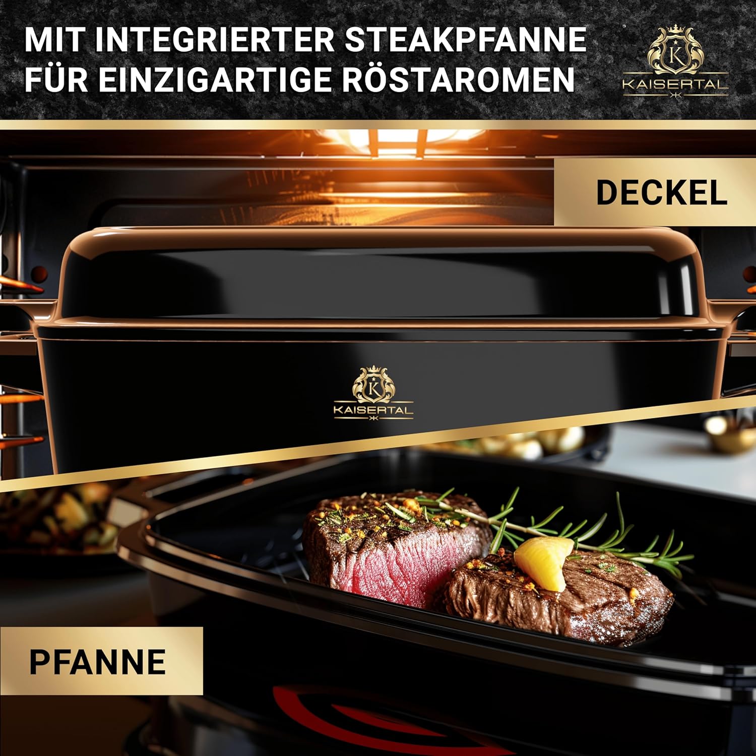 KAISERTAL Emaillierter Gusseisen Bräter 32 cm mit Deckel 10 Liter von KAISERTAL