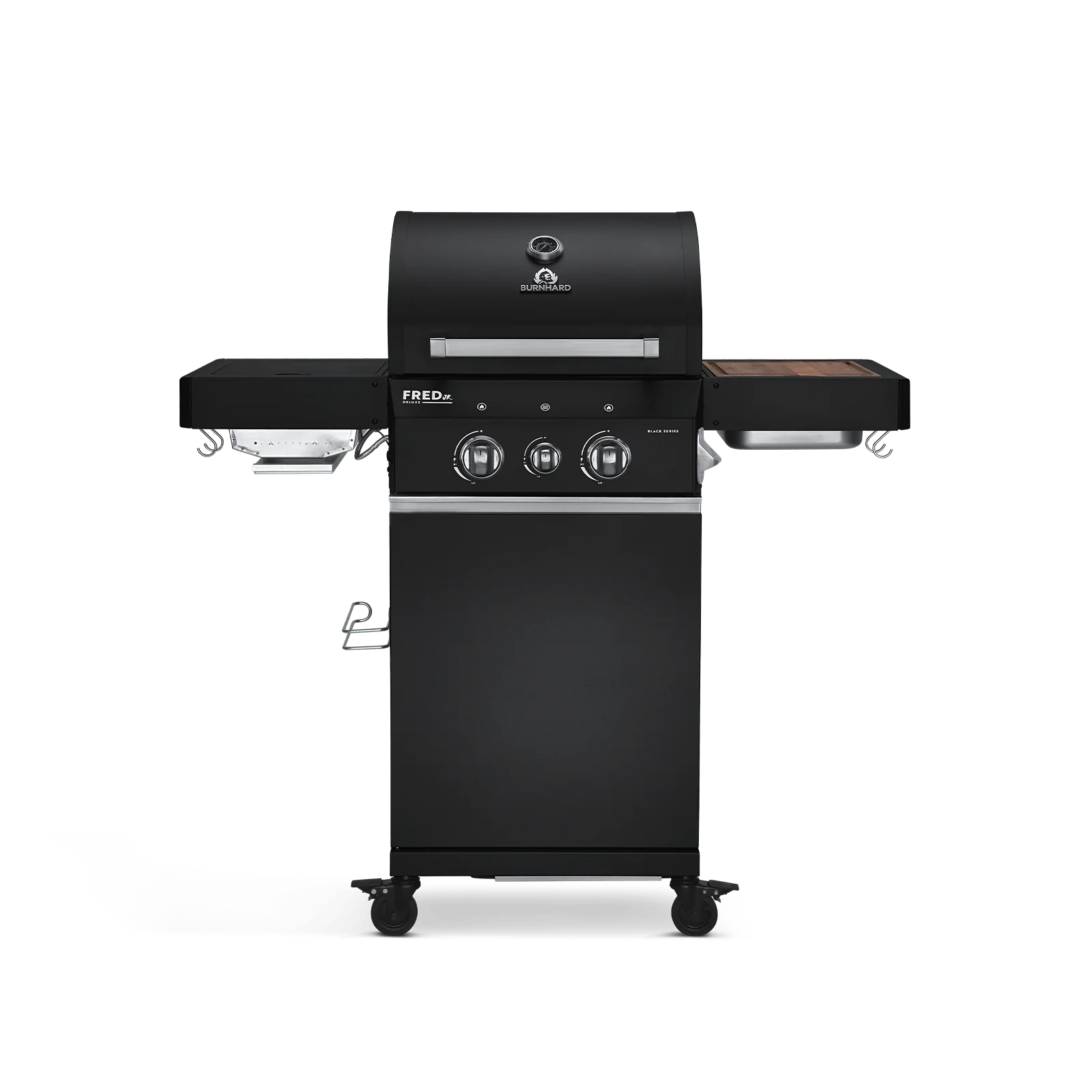 BURNHARD FRED Jr. Deluxe Gasgrill 2-Brenner in der Farbe Schwarz mit Edelstahlrost