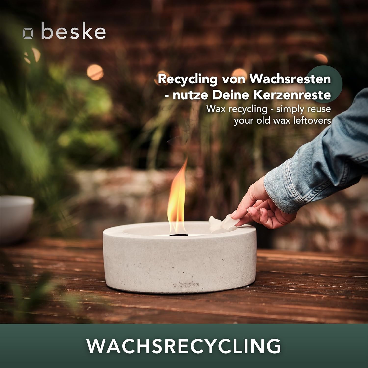 BESKE Betonfeuer Taal Ø 25cm - gerade inkl. Löschbrett - HANDARBEIT Made in Germany  von Beske-Manufaktur