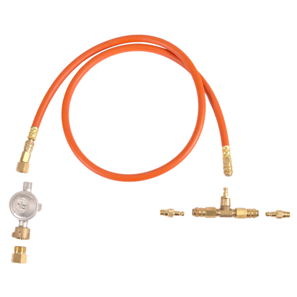 Anschlussset für BURNHARD JONES 2-Brenner & SKOTTI MAX - 1,3m Adapterschlauch mit Schnellkupplung