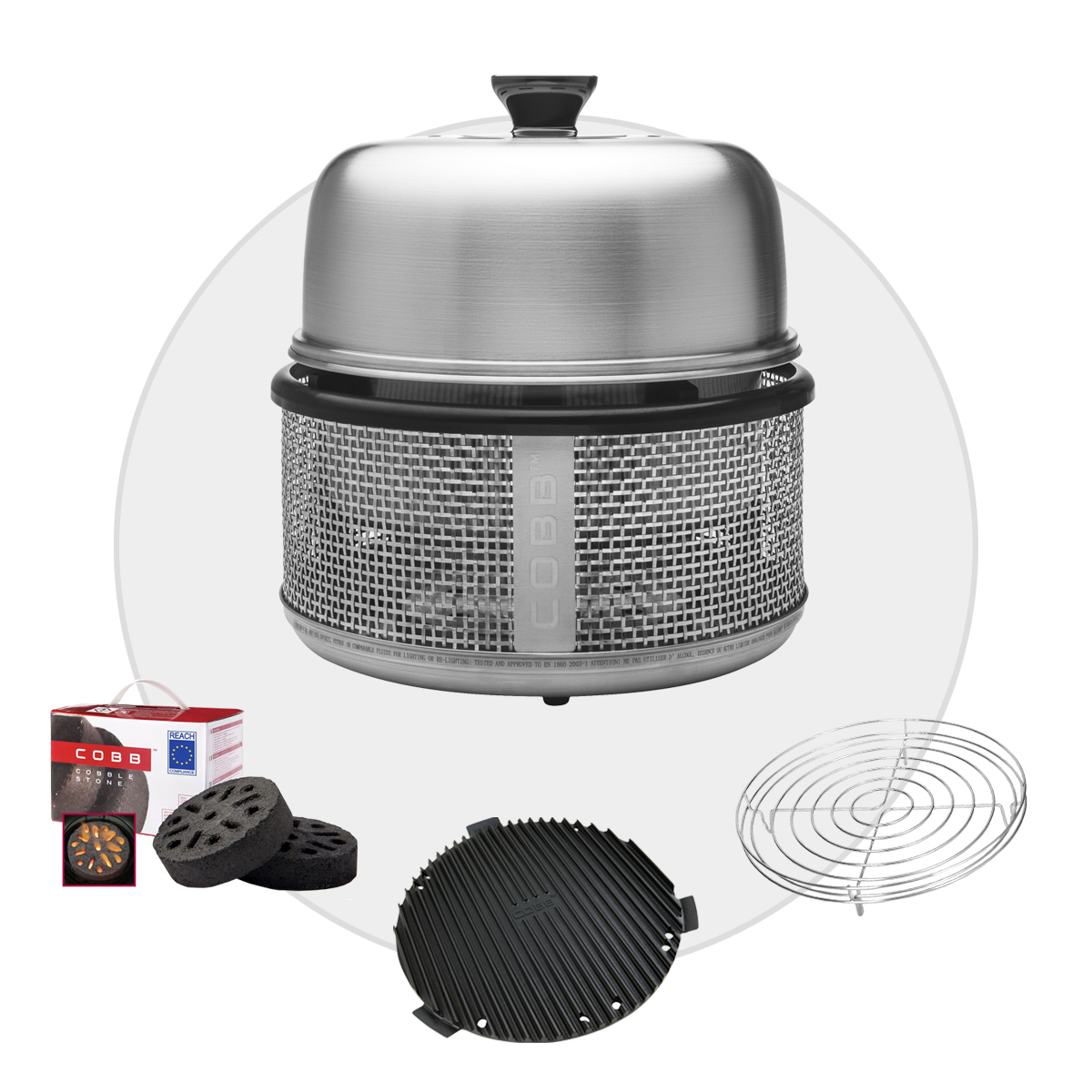 COBB Premier AIR DELUXE Grill inkl. Air Deckel & Griddle+ & Bratenrost & Cobble Stone