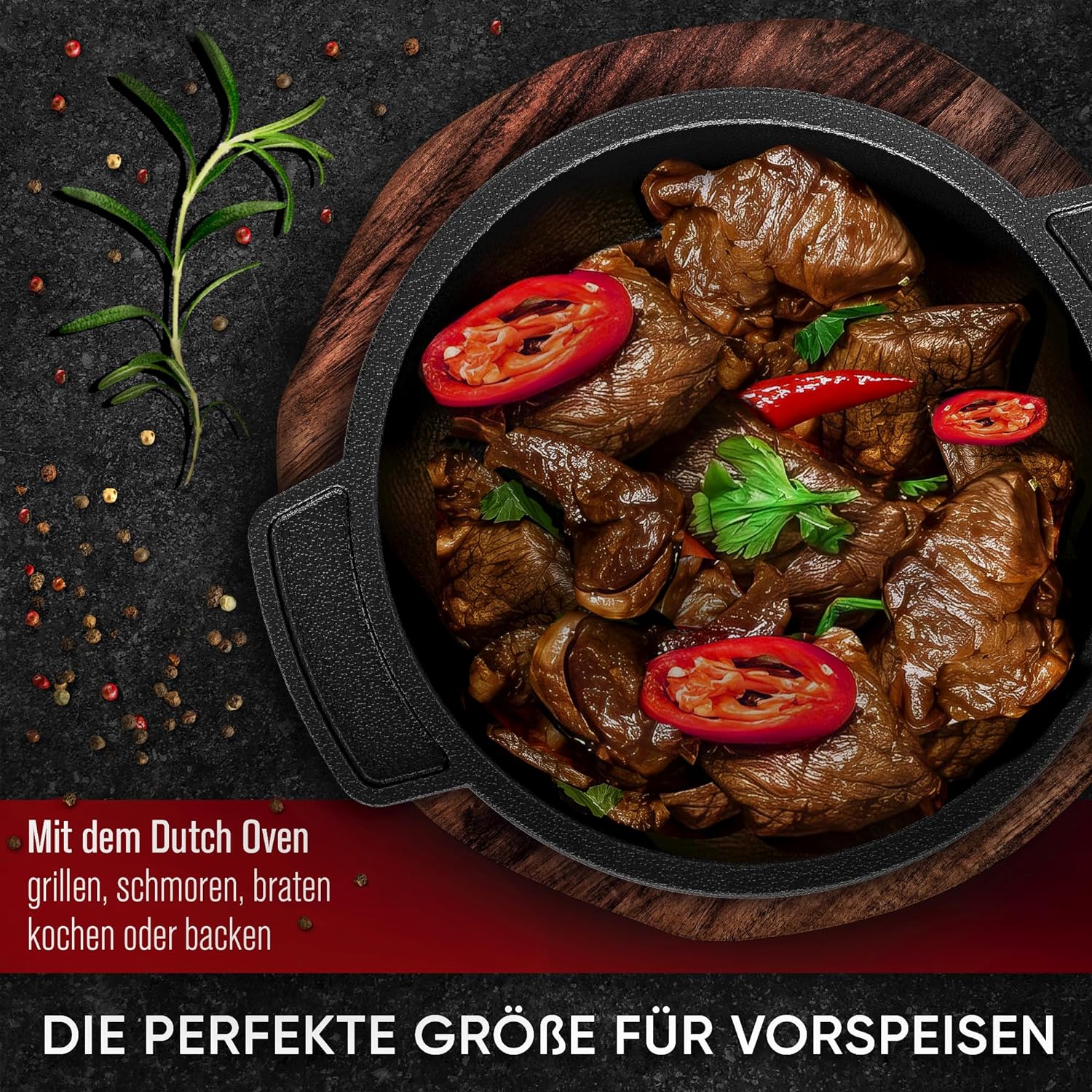 GUSSKÖNIG Dutch Oven Set Mini - 6x 250ml Gusseisen Mini Topf mit Deckel  von GUSSKÖNIG