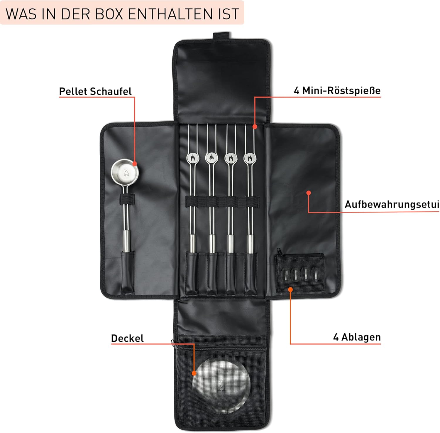 Solo Stove Mesa XL Accessorie-Set | Inkl. 4 Mini-Röstspieße aus Edelstahl + Ablagen, Pellet Schaufel, Mesa XL Deckel, Aufbewahrungsetui von Solo Stove