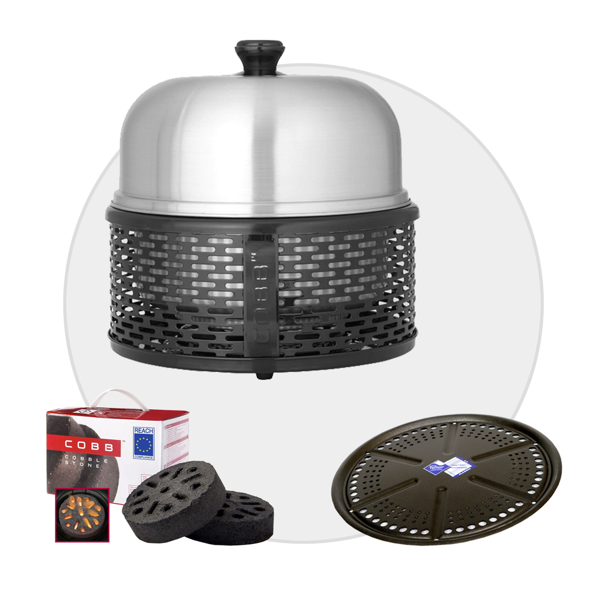 COBB PRO BLACK Holzkohle Grill inkl. Grillplatte + 6x Briketts Cobble Stone | CO74 von Cobb