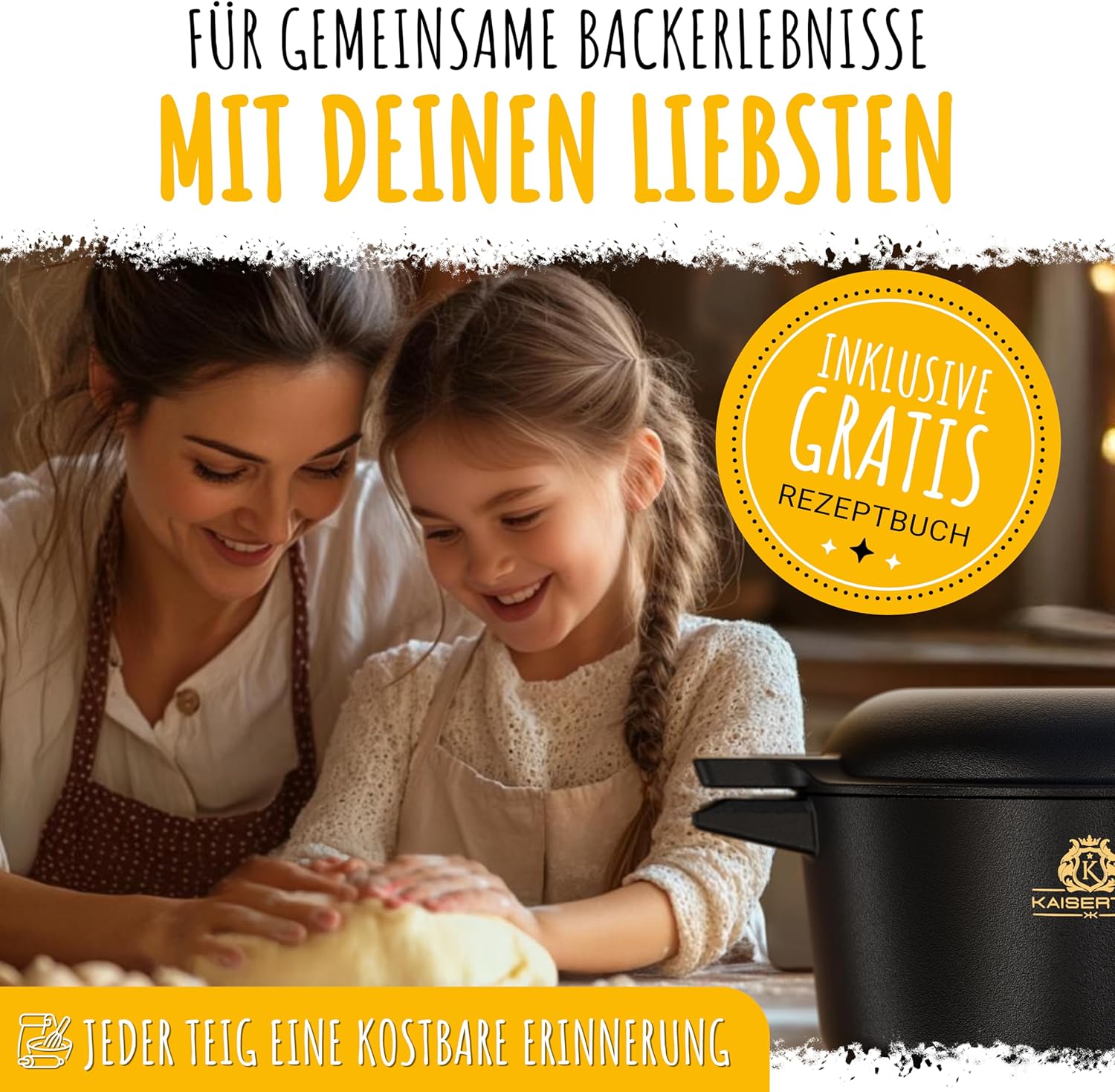 KAISERTAL Gusseisen Brotbackform mit Deckel 26 cm - inkl. Gärkorb von KAISERTAL