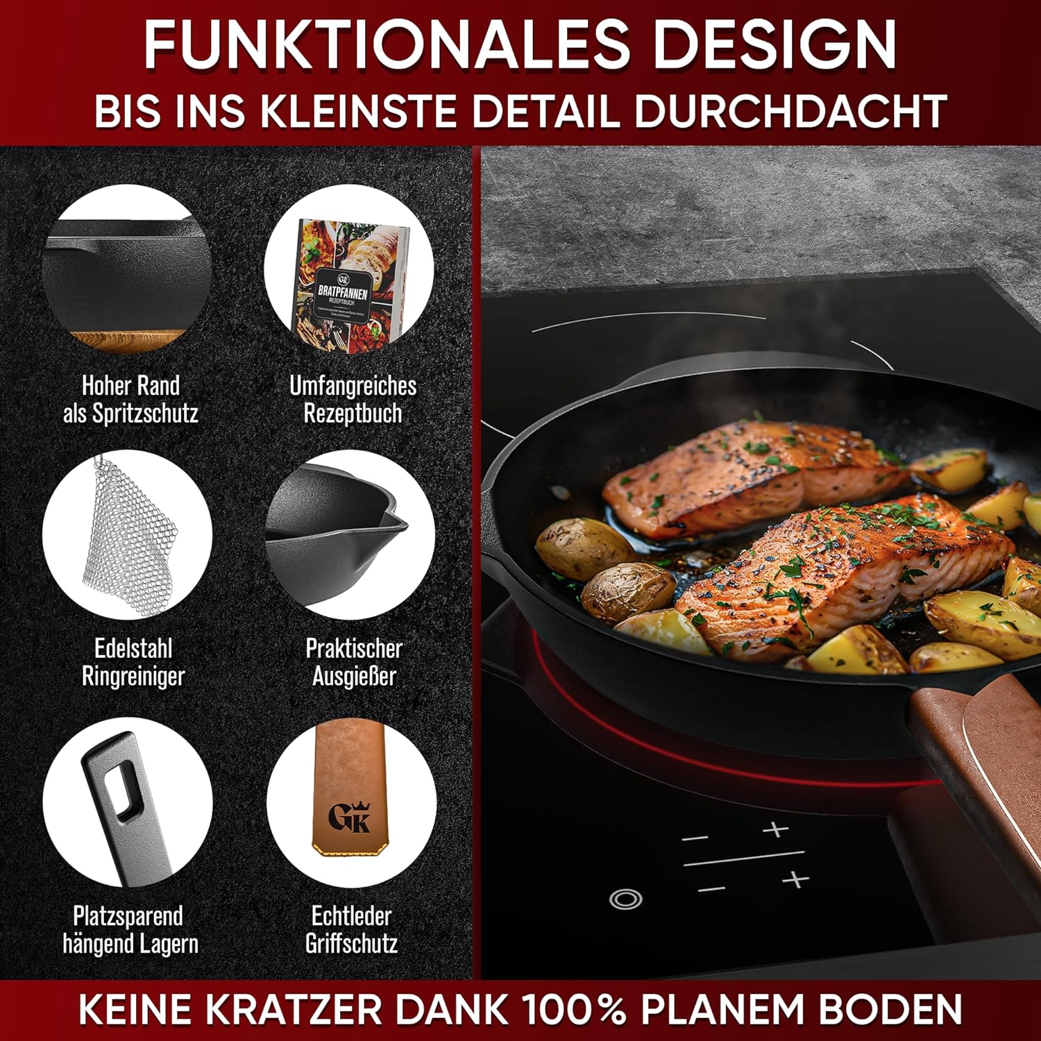 GUSSKÖNIG Ø 30cm Gusseisenpfanne Pfanne Gusseisen - Bratpfanne Induktion von GUSSKÖNIG