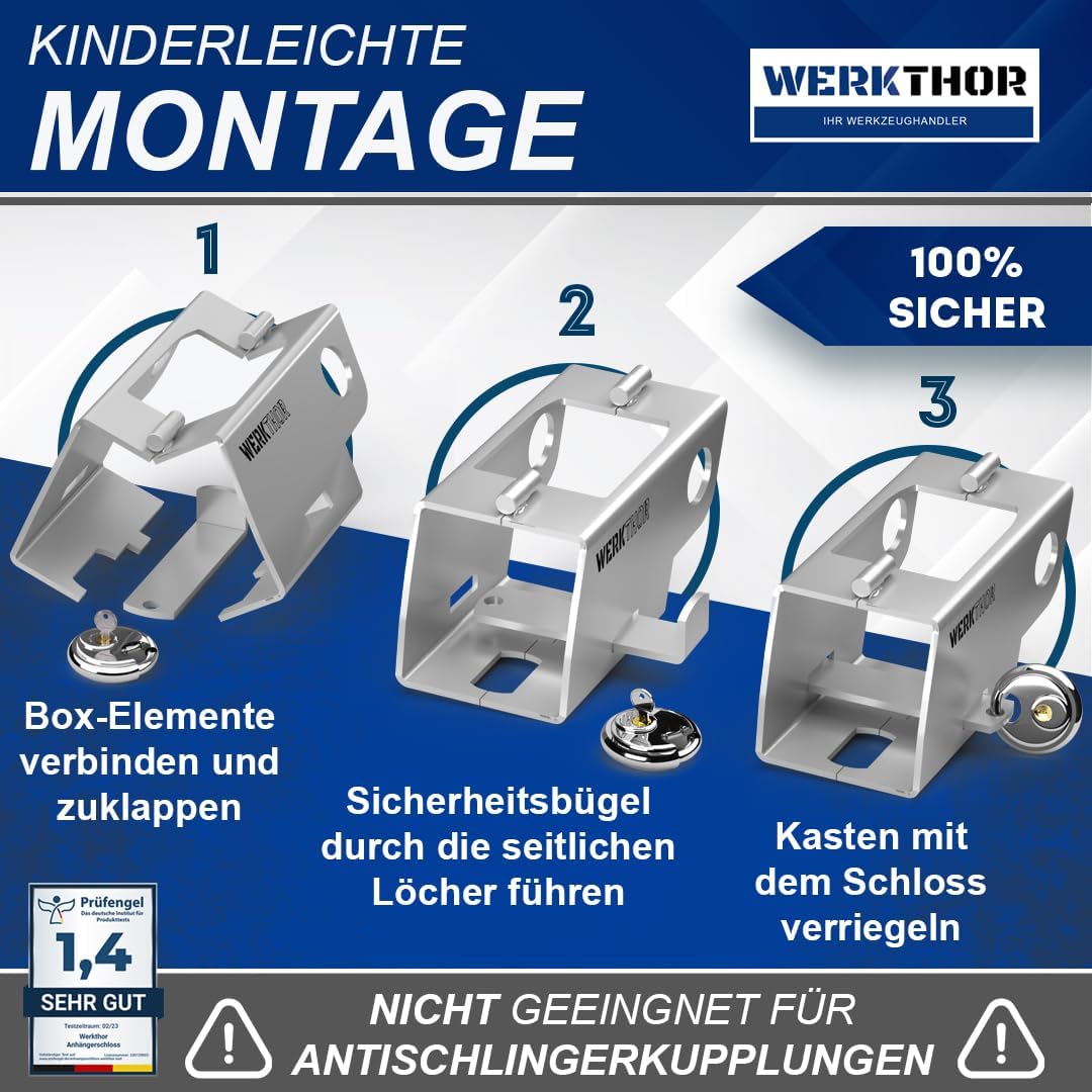 WERKTHOR Anhängerschloss | Kastenschloss | Diebstahlschutz | Silber mit Schlüssel Schloß von WERKTHOR WERKTHOR Anhängerschloss | Kastenschloss | Diebstahlschutz | Silber mit Schlüssel Schloß von WERKTHOR