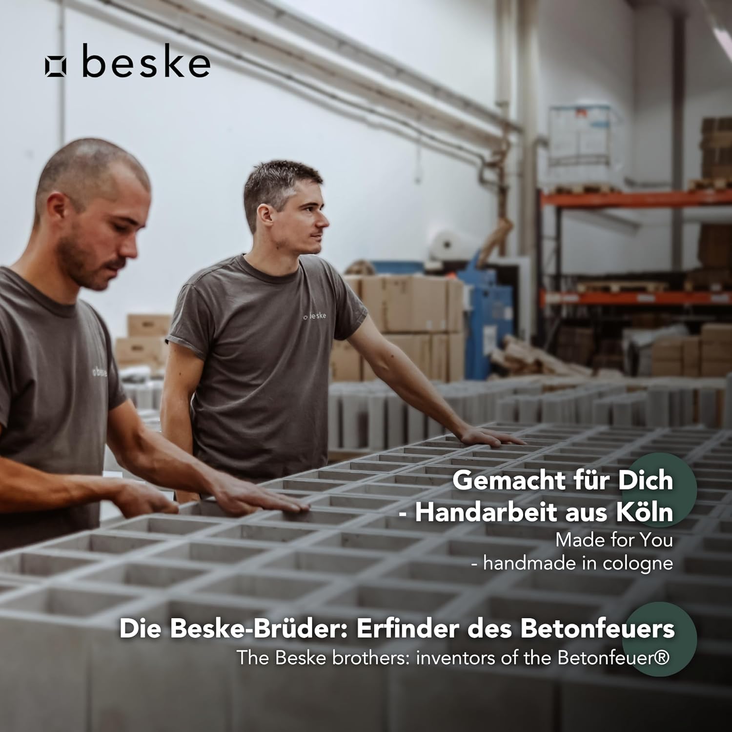 BESKE Betonfeuer Solo Ø 14cm - gerade inkl. Löschbrett - HANDARBEIT Made in Germany von Beske-Manufaktur
