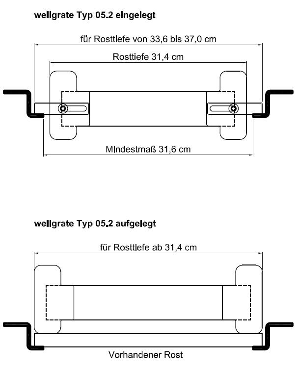 Wellgrate Grillrost Set ~ Rostmaß 31cm x 31,4cm ~ RE-05.2