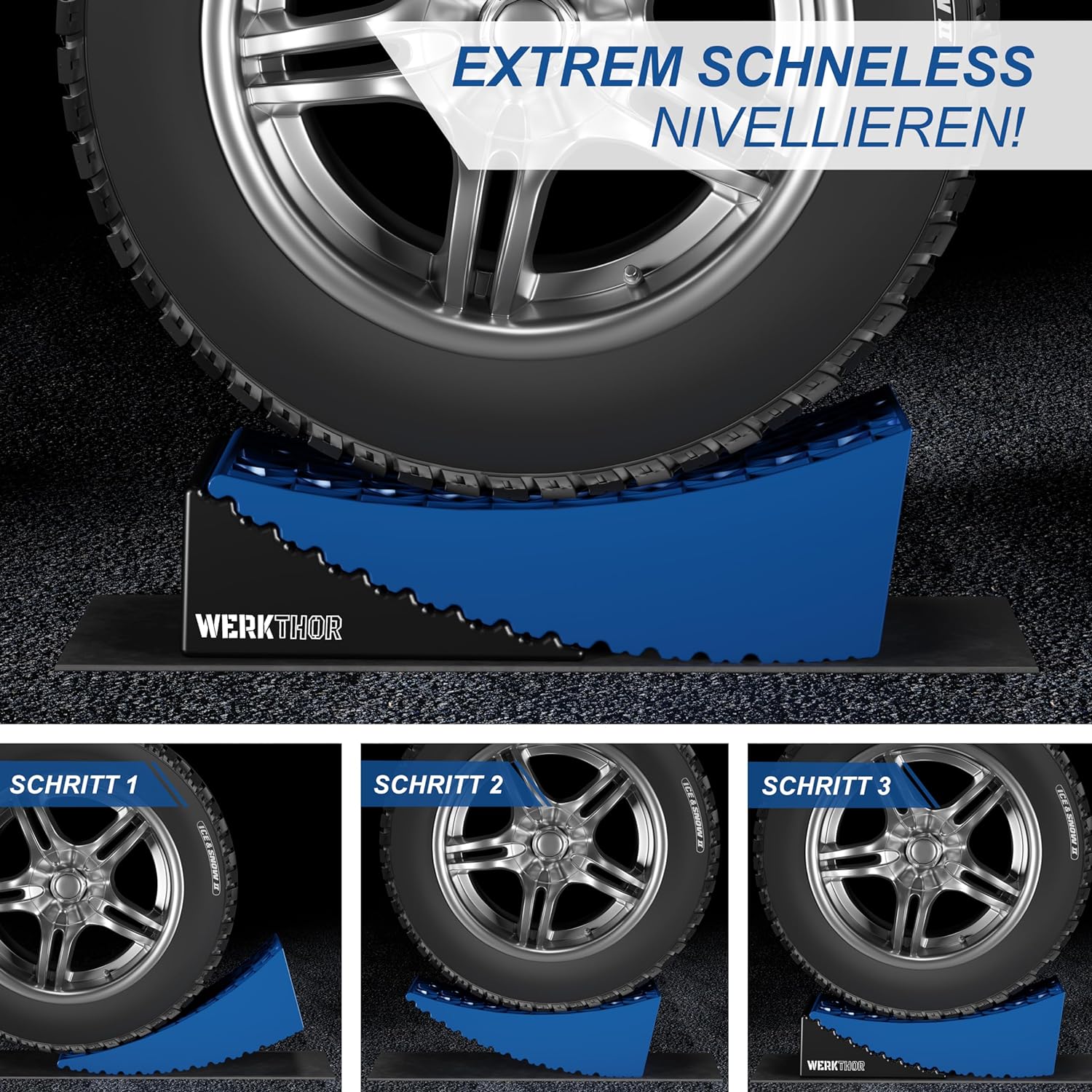 WERKTHOR Auffahrkeile 2er Set Blau / Schwarz | Wohnmobil & Wohnwagen & VAN & Anhänger von WERKTHOR WERKTHOR Auffahrkeile 2er Set Blau / Schwarz | Wohnmobil & Wohnwagen & VAN & Anhänger von WERKTHOR