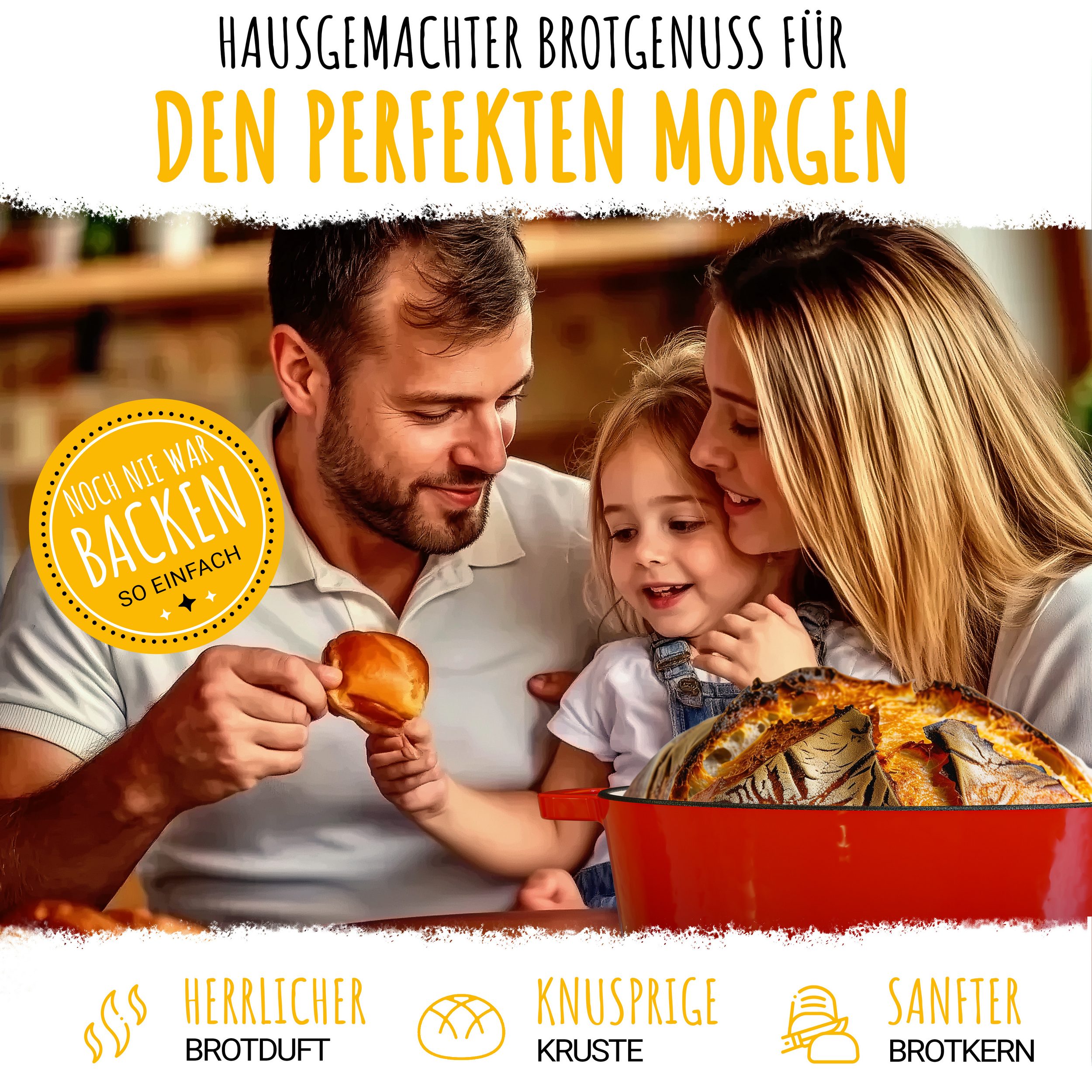 SCHMORGOLD Brotbacktopf & Schmortopf aus emailliertem Gusseisen & Gärkorb - 26 cm grifflos von SCHMORGOLD