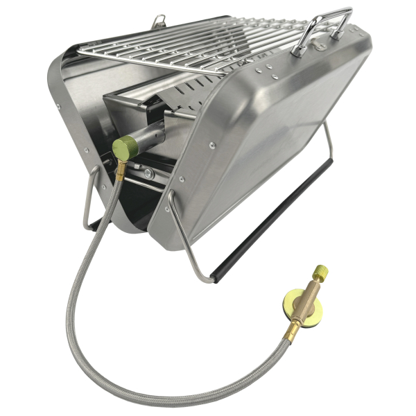 BBQ 42 kleinster Koffergasgrill für unterwegs für Schraubkartusche oder Holzkohle von HUW24 BBQ 42 kleinster Koffergasgrill für unterwegs für Schraubkartusche oder Holzkohle von HUW24
