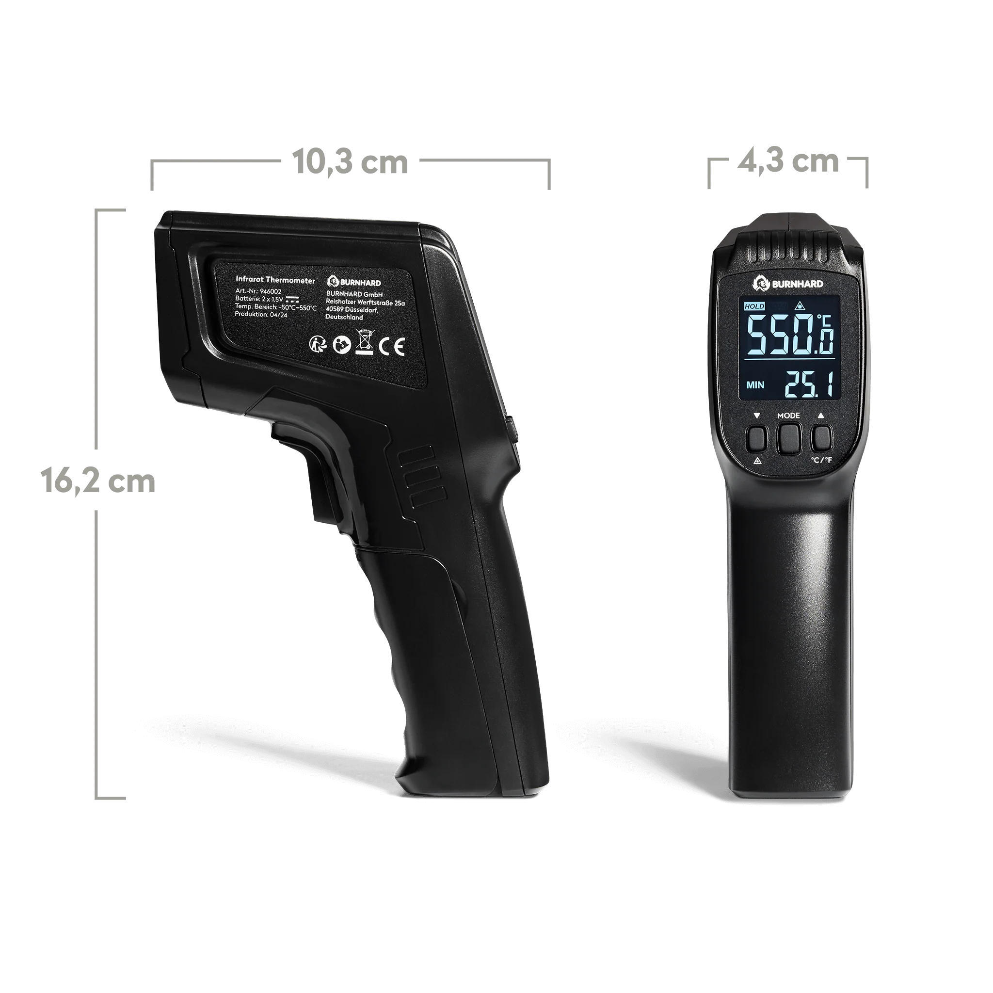 BURNHARD Pizzaaufsatz Starter-Set 2-tlg. mit Infrarot-Thermometer von BURNHARD