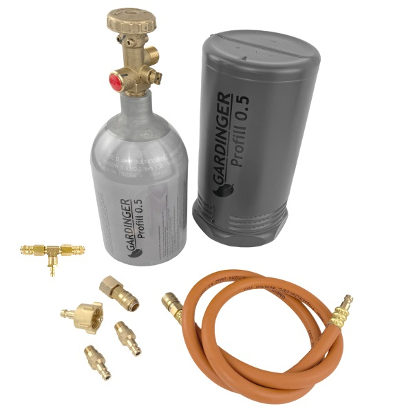 DUO-Set Befüllbare Aluminium Propanflasche Profill 0.5 für Grills mit 2 Gasanschlüssen