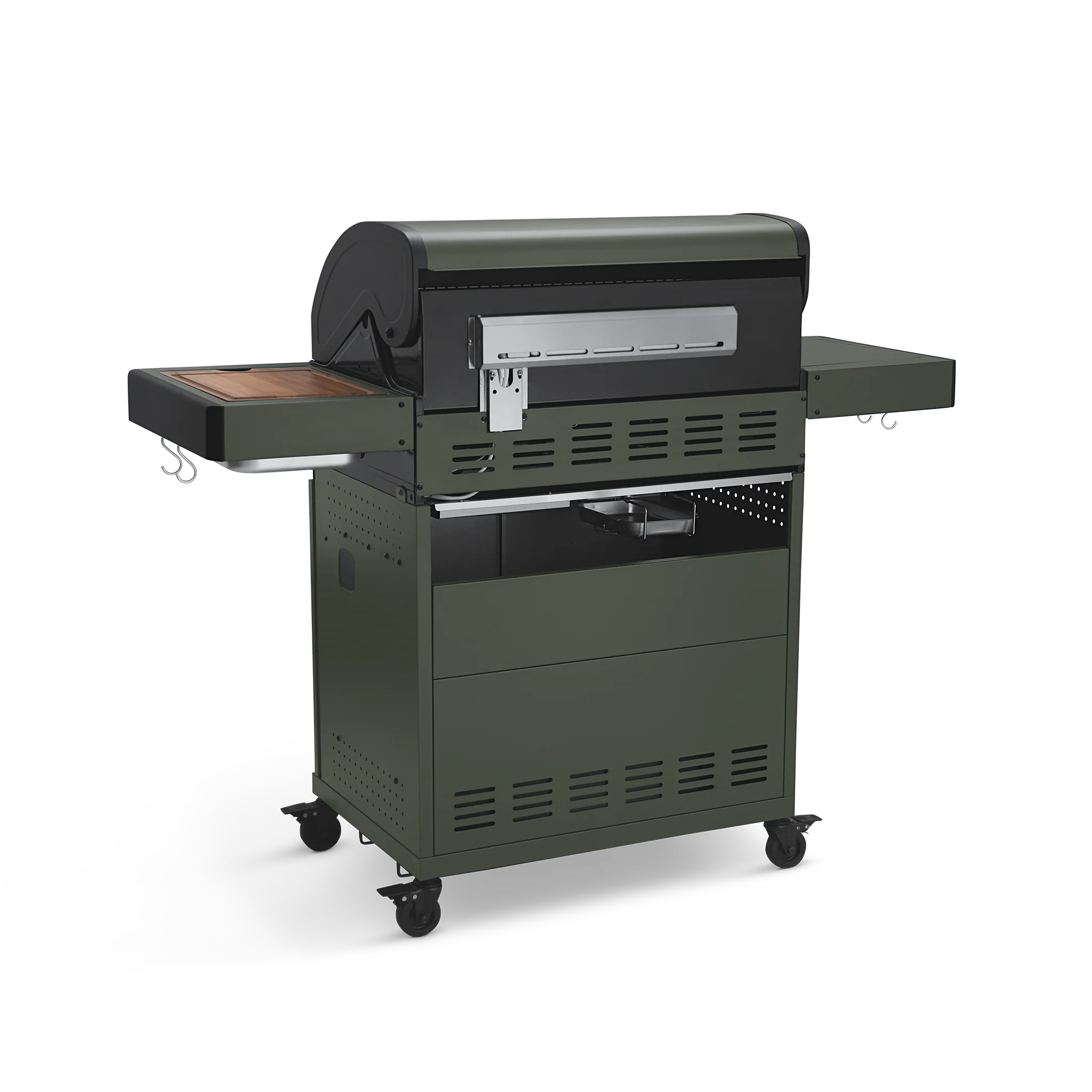 BURNHARD Big FRED Deluxe Gasgrill 4-Brenner in der Farbe Grün mit Gusseisenrost von BURNHARD