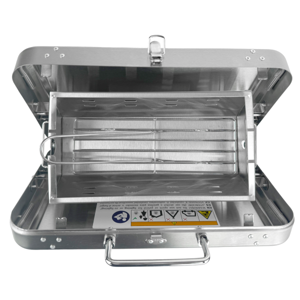 BBQ 42 kleinster Koffergasgrill für unterwegs für Schraubkartusche oder Holzkohle von HUW24 BBQ 42 kleinster Koffergasgrill für unterwegs für Schraubkartusche oder Holzkohle von HUW24