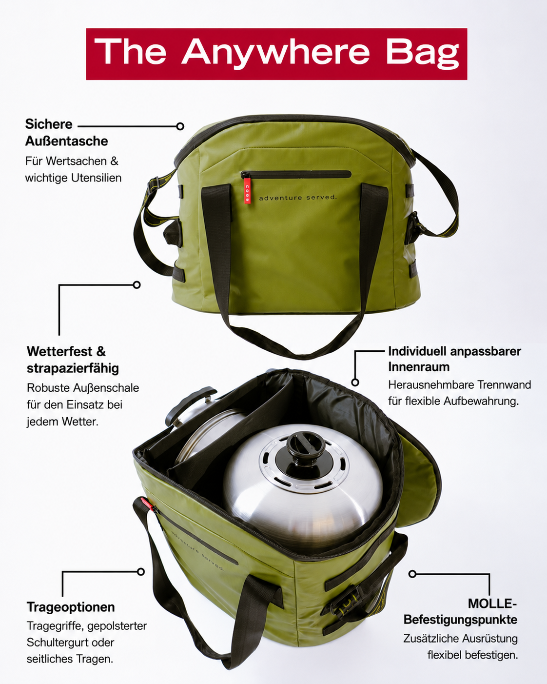 COBB Anywhere Bag Grün - Wetterfeste Premium Transporttasche für COBB Grills - Exklusiv bei SILVER GmbH von Cobb