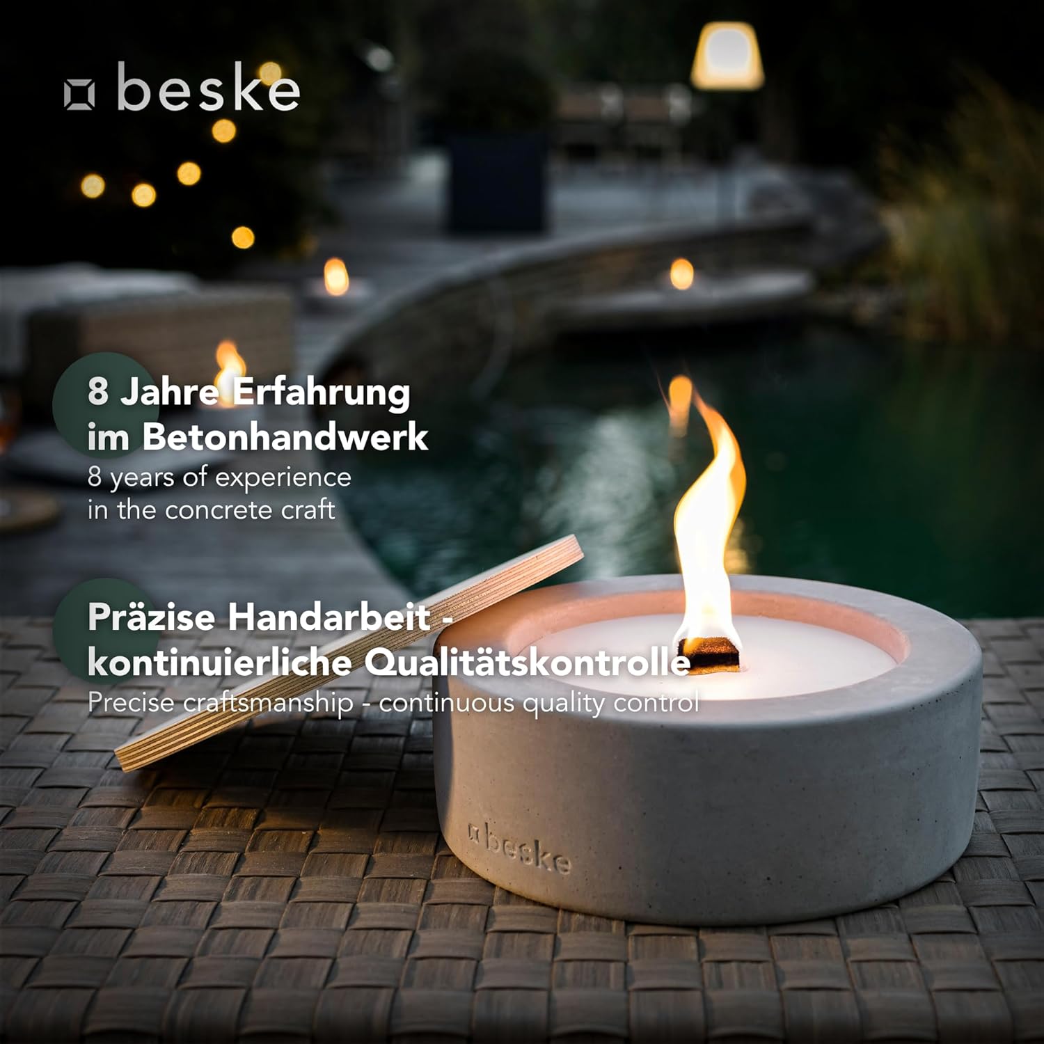 BESKE Betonfeuer Taal Ø 25cm - gerade inkl. Löschbrett - HANDARBEIT Made in Germany  von Beske-Manufaktur