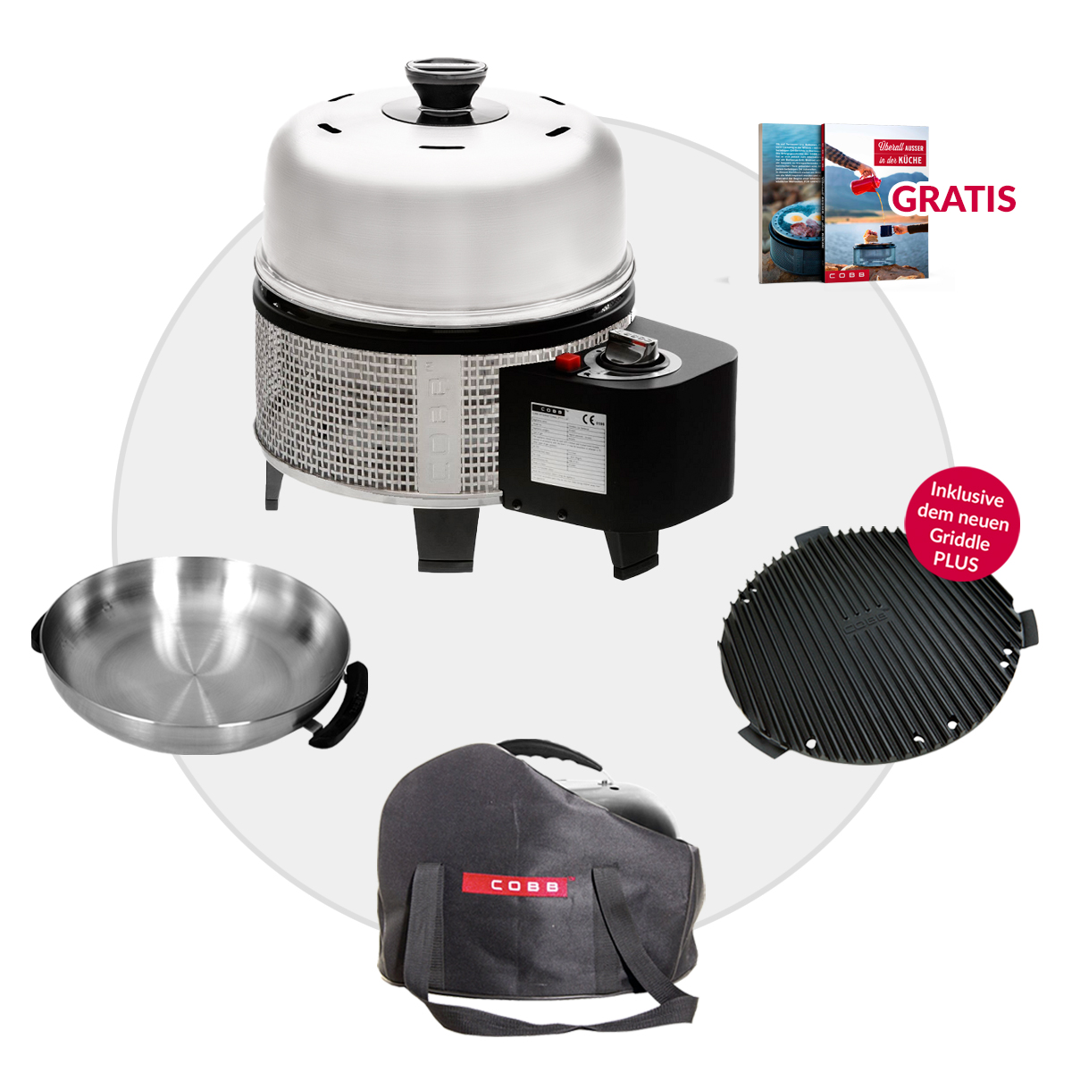 COBB Gas DELUXE 2.0 Multifunktionsgrill inkl. Griddle, Wok & Tasche + Kochbuch GRATIS