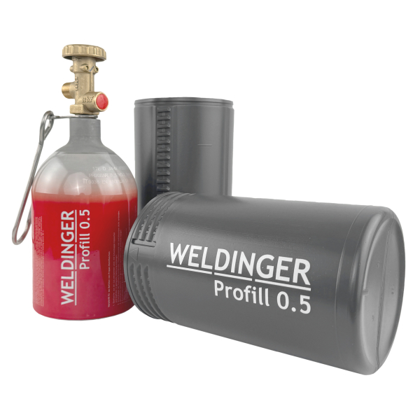 Befüllbare Aluminium Propanflasche Profill 0,5 kg 0,425 kg WELDINGER Rot Handwerkerflasche