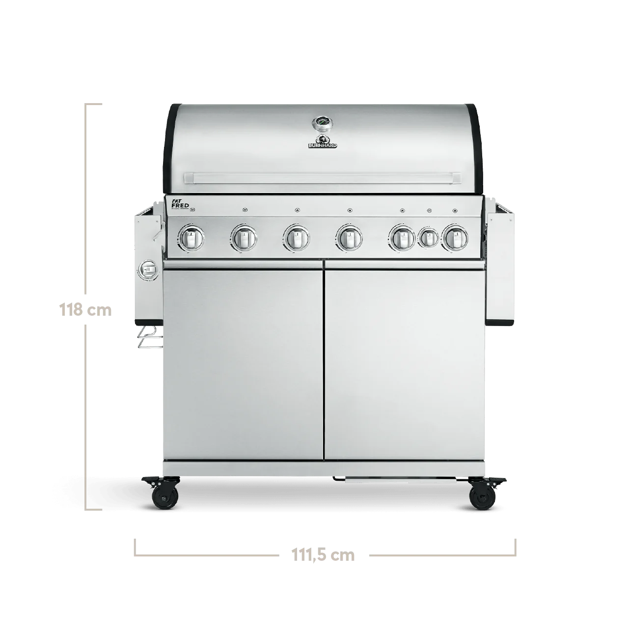 BURNHARD Fat FRED Deluxe Gasgrill 6-Brenner in der Farbe Edelstahl mit Gusseisenrost von BURNHARD