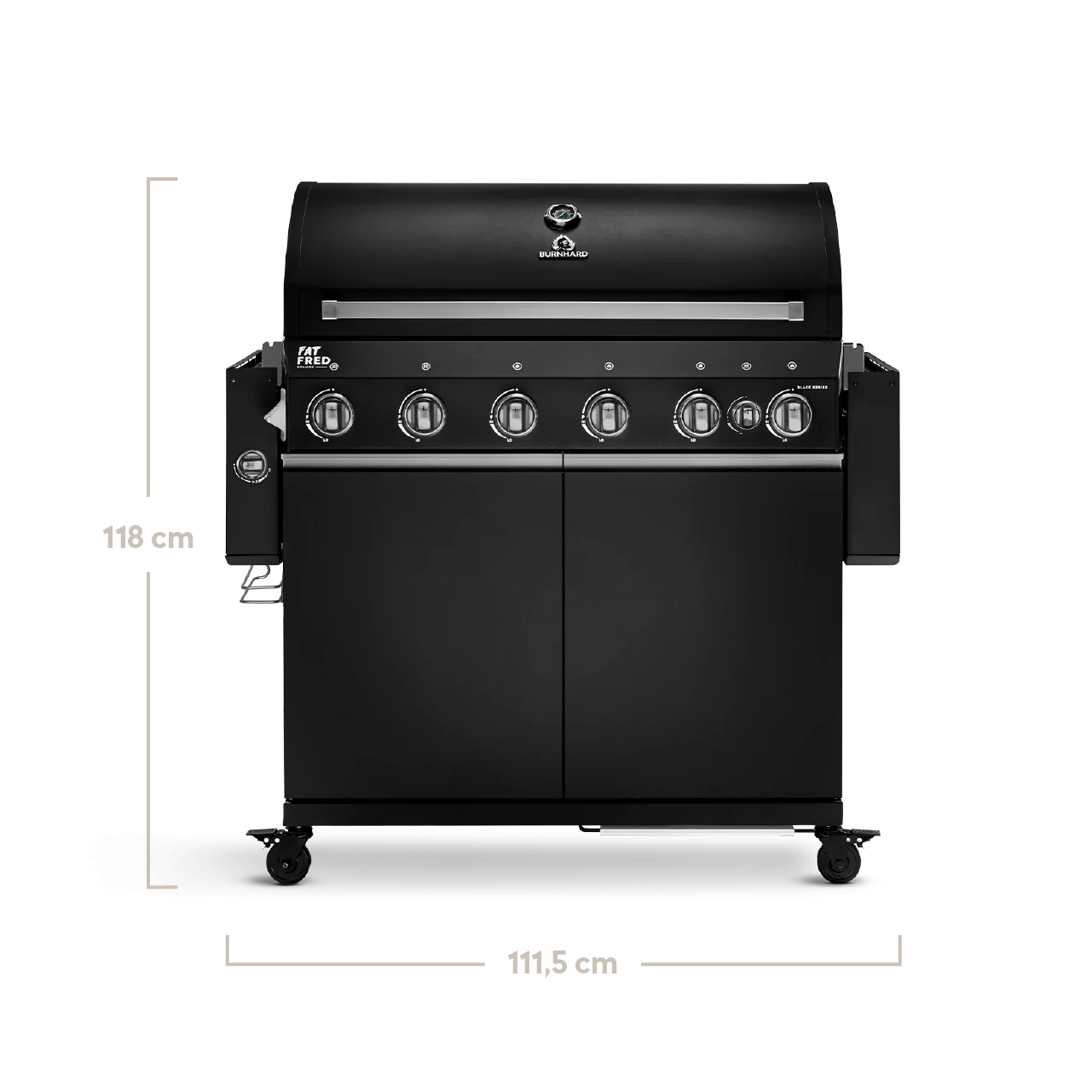 BURNHARD Fat FRED Deluxe Gasgrill 6-Brenner in der Farbe Schwarz mit Gusseisenrost von BURNHARD