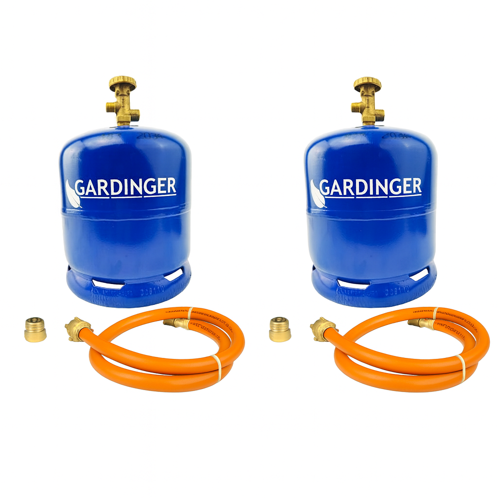 2x Befüllbare Propanflasche Profill907 2,5kg + Umfüllschlauch + Adapter für z.B. VW California