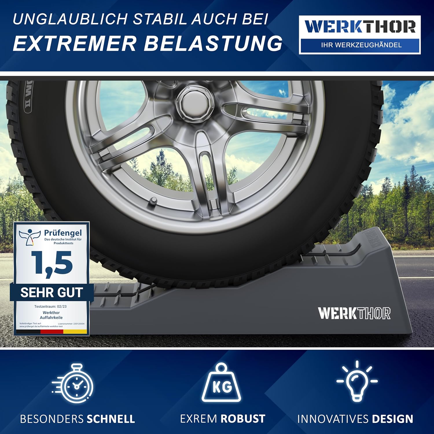 WERKTHOR Auffahrkeile 2er Set Grau mit Tasche | Wohnmobil & Wohnwagen & VAN von WERKTHOR