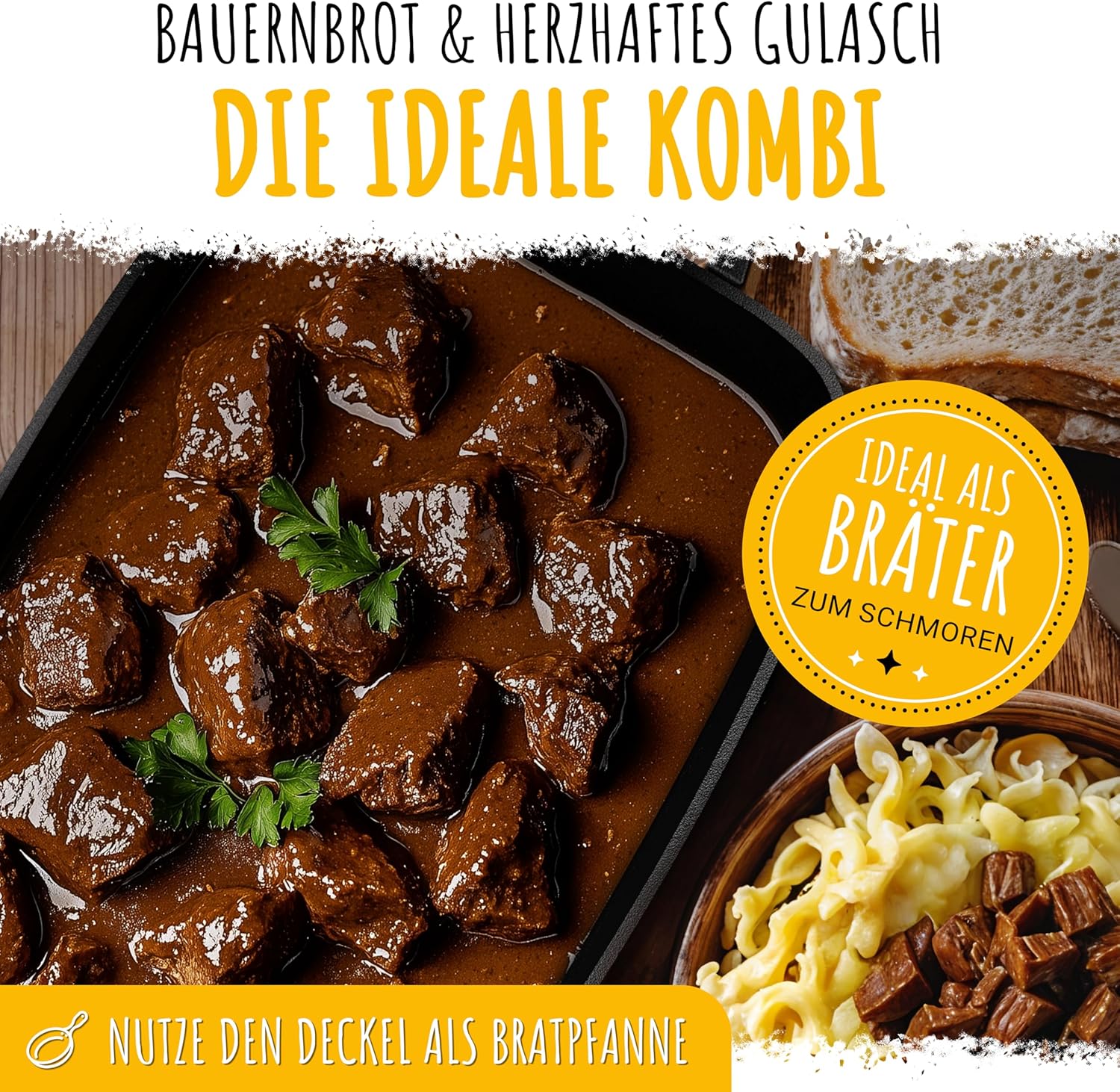 KAISERTAL Gusseisen Brotbackform mit Deckel 28 cm - inkl. Gärkorb von KAISERTAL