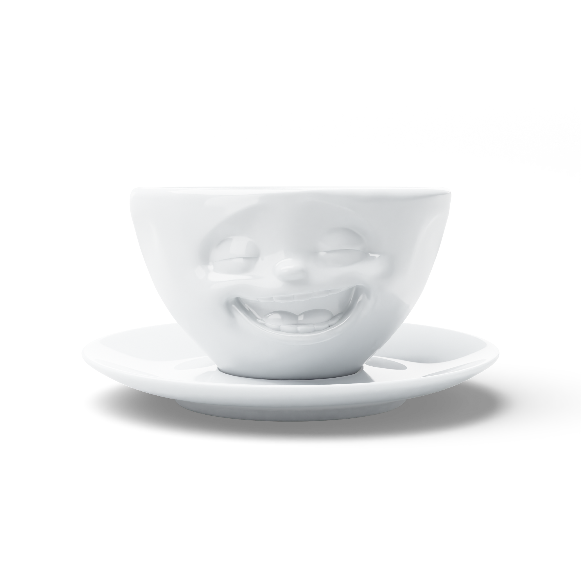 58products | Kaffeetasse Lachend weiß 200 ml ideal für Kaffee + Tee + Kakao | Made in Germany von 58products 58products | Kaffeetasse Lachend weiß 200 ml ideal für Kaffee + Tee + Kakao | Made in Germany von 58products