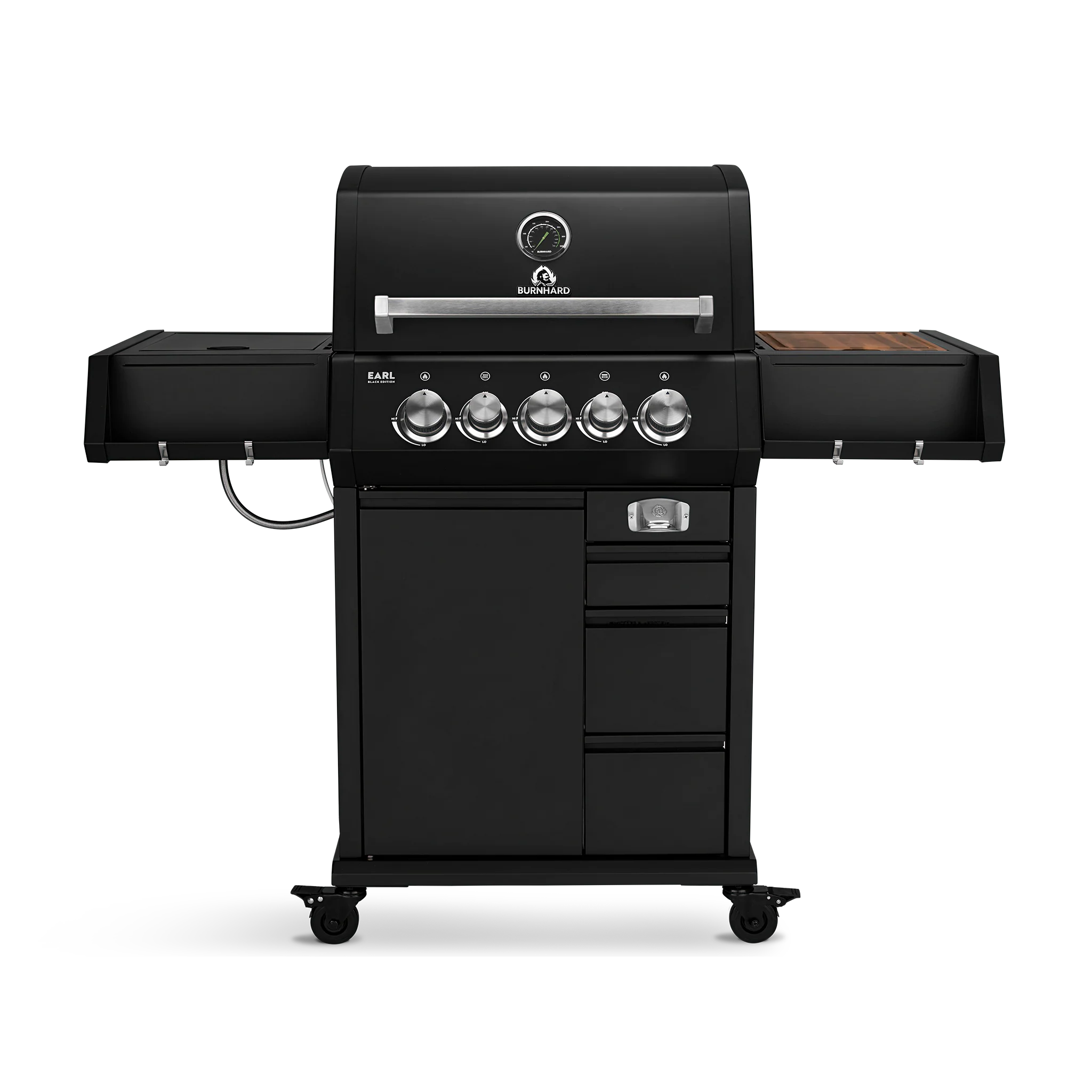 BURNHARD EARL Premium-Gasgrill 3-Brenner in der Farbe Schwarz mit Edelstahlrost