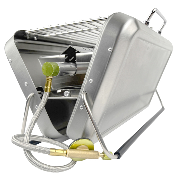 BBQ 42 kleinster Koffergasgrill für unterwegs für Schraubkartusche oder Holzkohle von HUW24 BBQ 42 kleinster Koffergasgrill für unterwegs für Schraubkartusche oder Holzkohle von HUW24