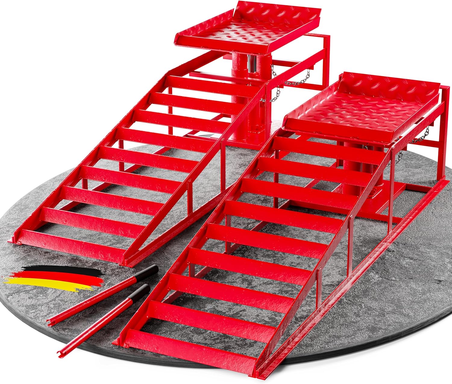WERKTHOR Hydraulische Auffahrrampe PKW - 2er Set in Rot