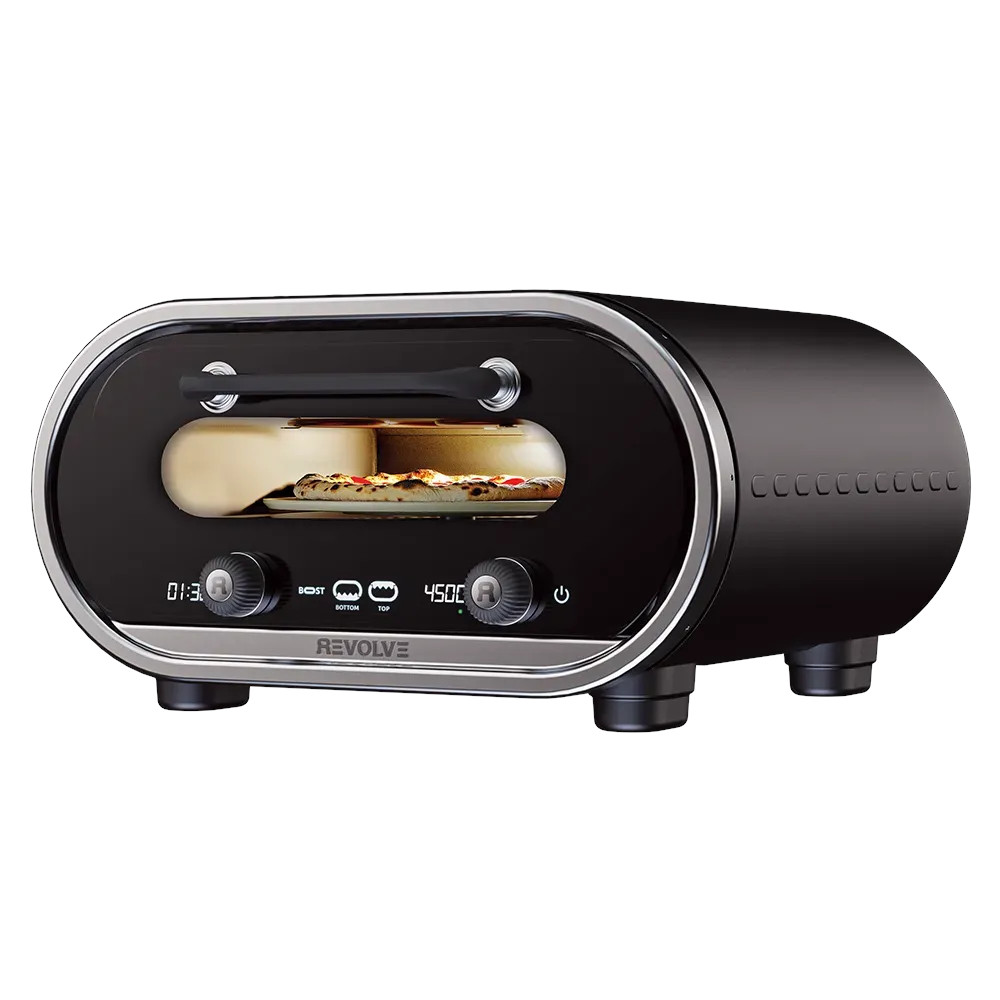 Revolve Elektro-Pizzaofen mit 33 cm großem automatischem Drehteller aus Cordierit - bis 450 °C für Indoor & Outdoor von Revolve