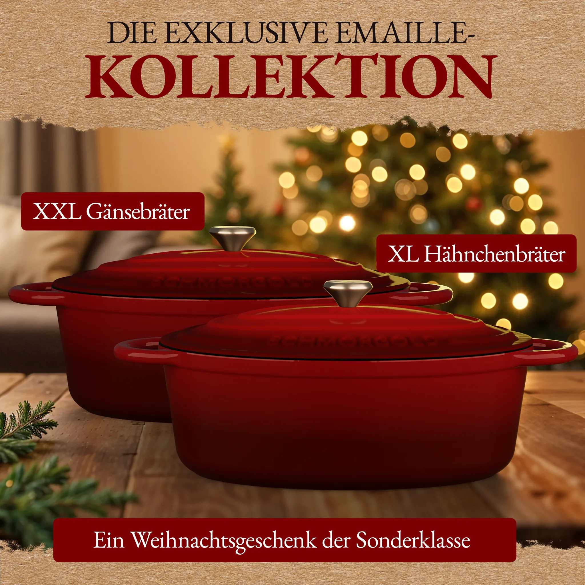 SCHMORGOLD Bräter XXL mit Deckel aus emailliertem Gusseisen oval - 37,5 cm - 9,8 Liter von SCHMORGOLD